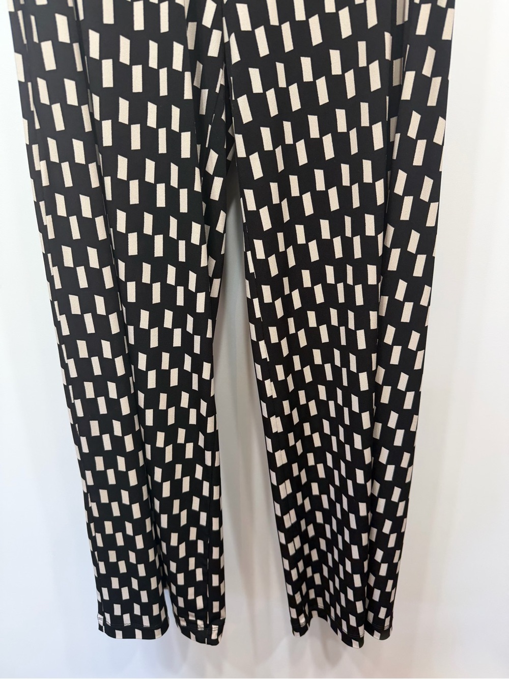 Clara Sun Woo Black & White Geometric Wide Leg Pants 1X Made in USA - Picture 6 of 11